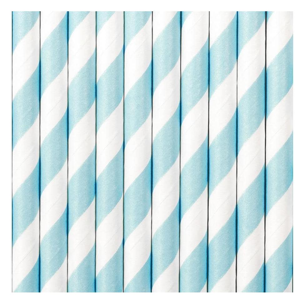 Partydeco Papierhalme mit türkisfarbenen Streifen (10 Stck.) (10x) (5901157494344)