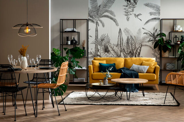 Miliboo Sofa skandinavisch 3 Plätze Hellgrau Holzbeine OSLO