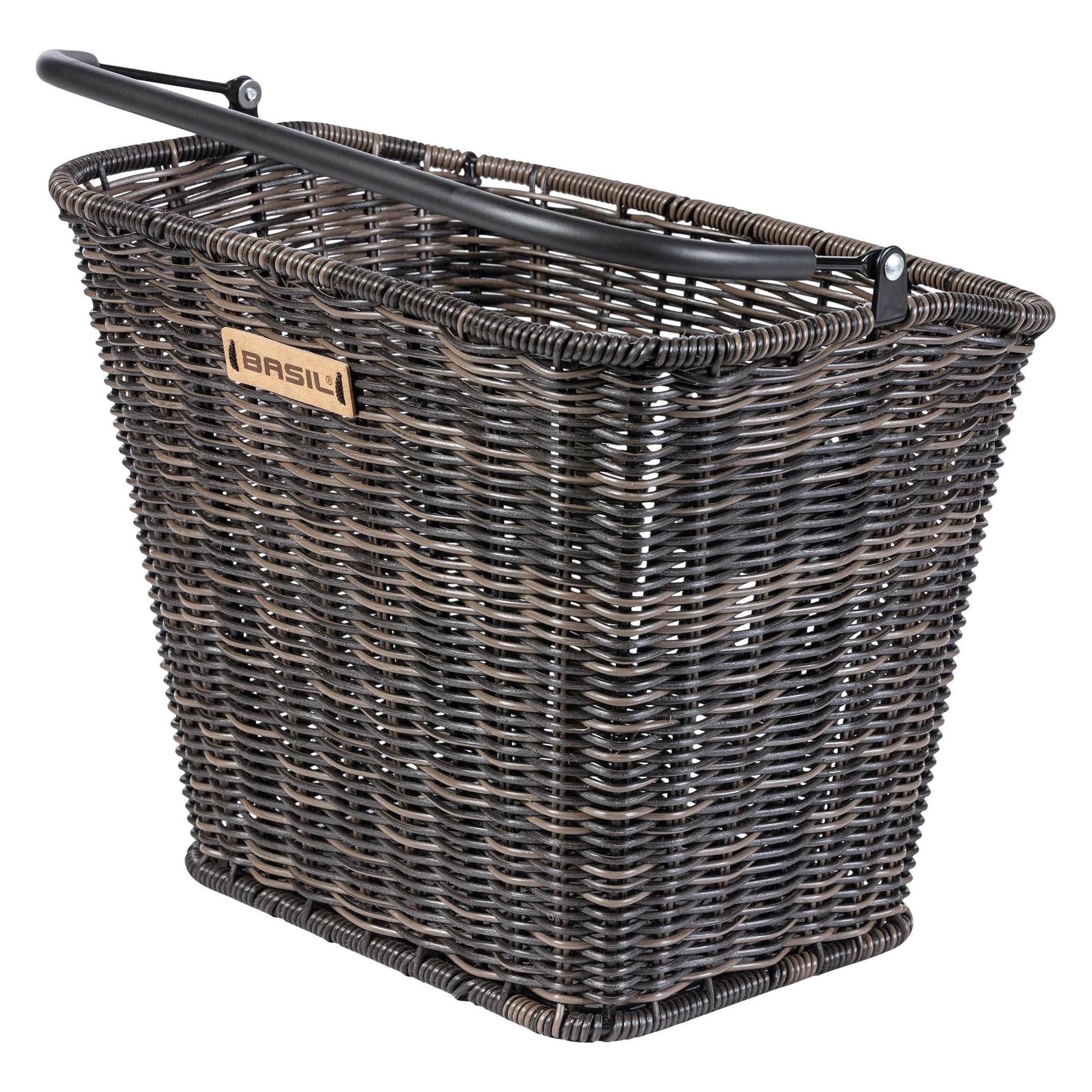 Basil BREMEN RATAN LOOK FRONT BASKET Lenkerkorb, KF A-Head Vorbauhalter, Halterung 22,4-28,6 mm Seeg (B19042-BROWN)