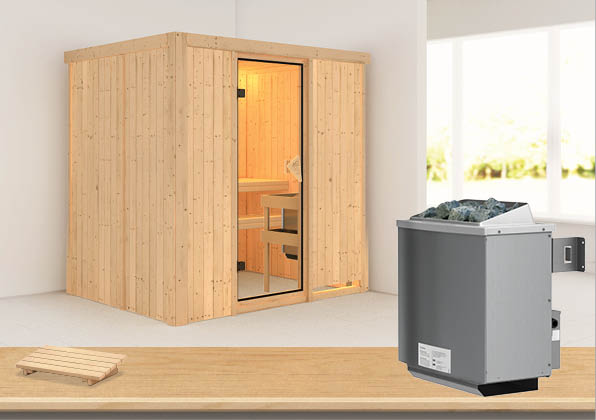 KARIBUHOLZT Sauna Bodin Front,9KW integr. Strg bronz.GGT 08288353