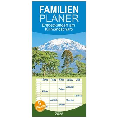 Familienplaner 2026 - Entdeckungen am Kilimandscharo mit 5 Spalten (Wandkalender, 21 x 45 cm) CALVENDO