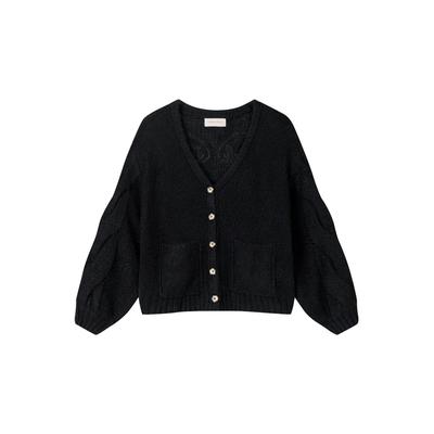 Cardigan ANOTHER COTTON LAB "Another Cotton Lab Another WMN Cardigan", Damen, Gr. XS, schwarz, 100% Baumwolle, normal, V-Ausschnitt, Strickjacken