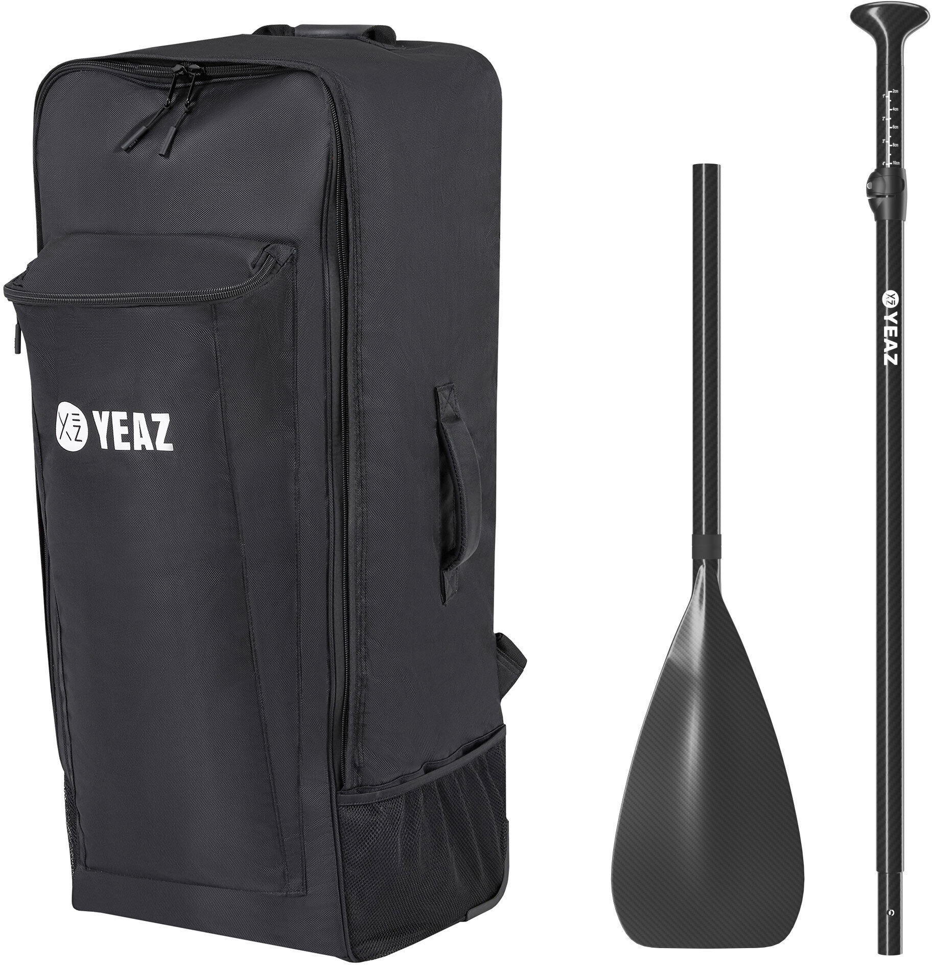 SUP-Paddel YEAZ "Trolley-Rucksack und Carbon-Paddel KIT PRO", schwarz, Paddel