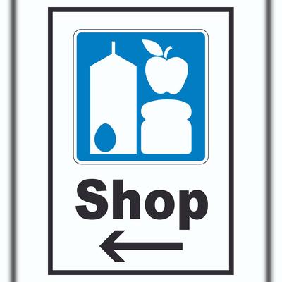HB-Druck Shop Schild mit Pfeil links A0 (841x1189mm)