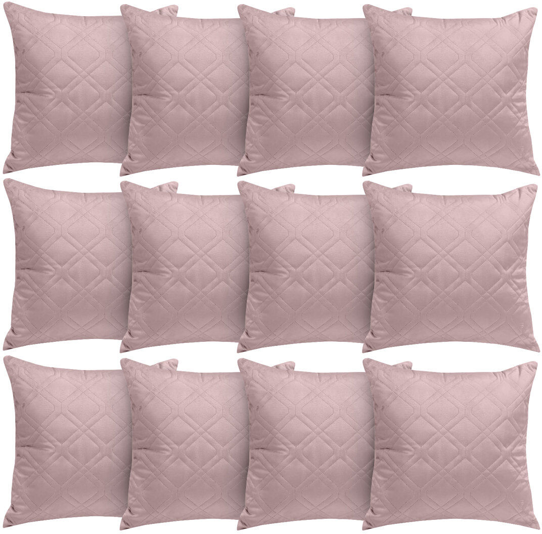Aspire Homeware Diamond-Pattern Square Velvet Cushion Cover Pink Pack of 12