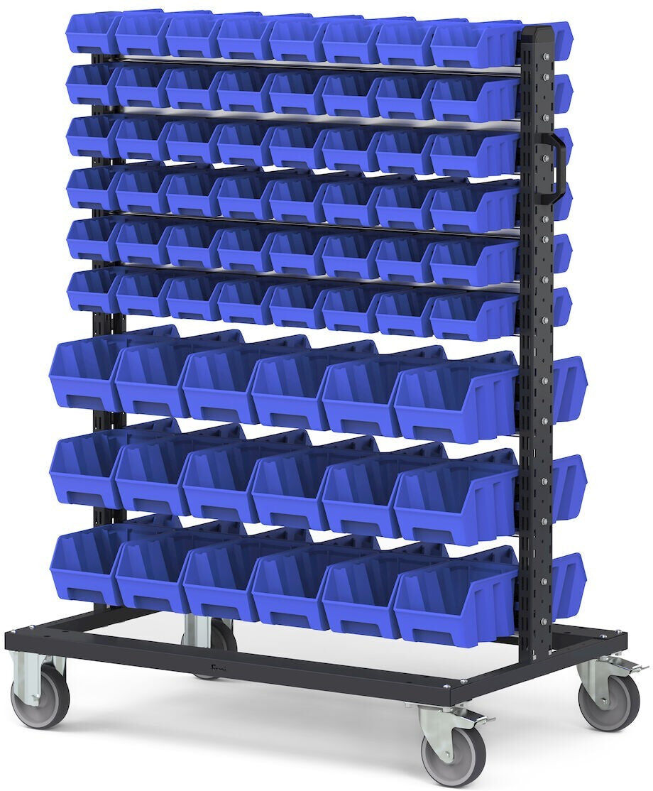 Fami BINCART1073 Carrello con 132 contenitori a bocca di lupo Picking Box Air blu cielo