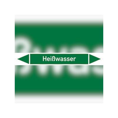 Rohrleitungskennzeichen Heißwasser - 100x15 mm Folie selbstklebend