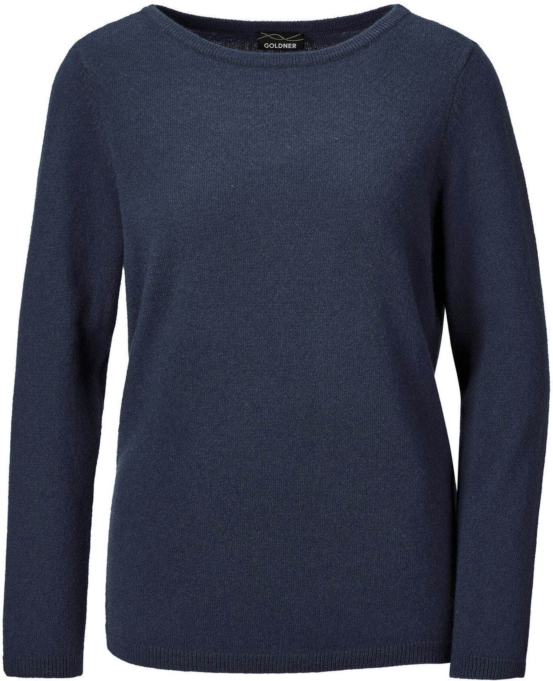 Strickpullover GOLDNER "Feinstrickshirt mit U-Boot-Ausschnitt", Damen, Gr. 38, blau (marine), Obermaterial: 100% Kaschmir WS., figurumspielend, U-Boot-Ausschnitt, eng Rippe, Pullover Strickpullover, keine/nicht relevant