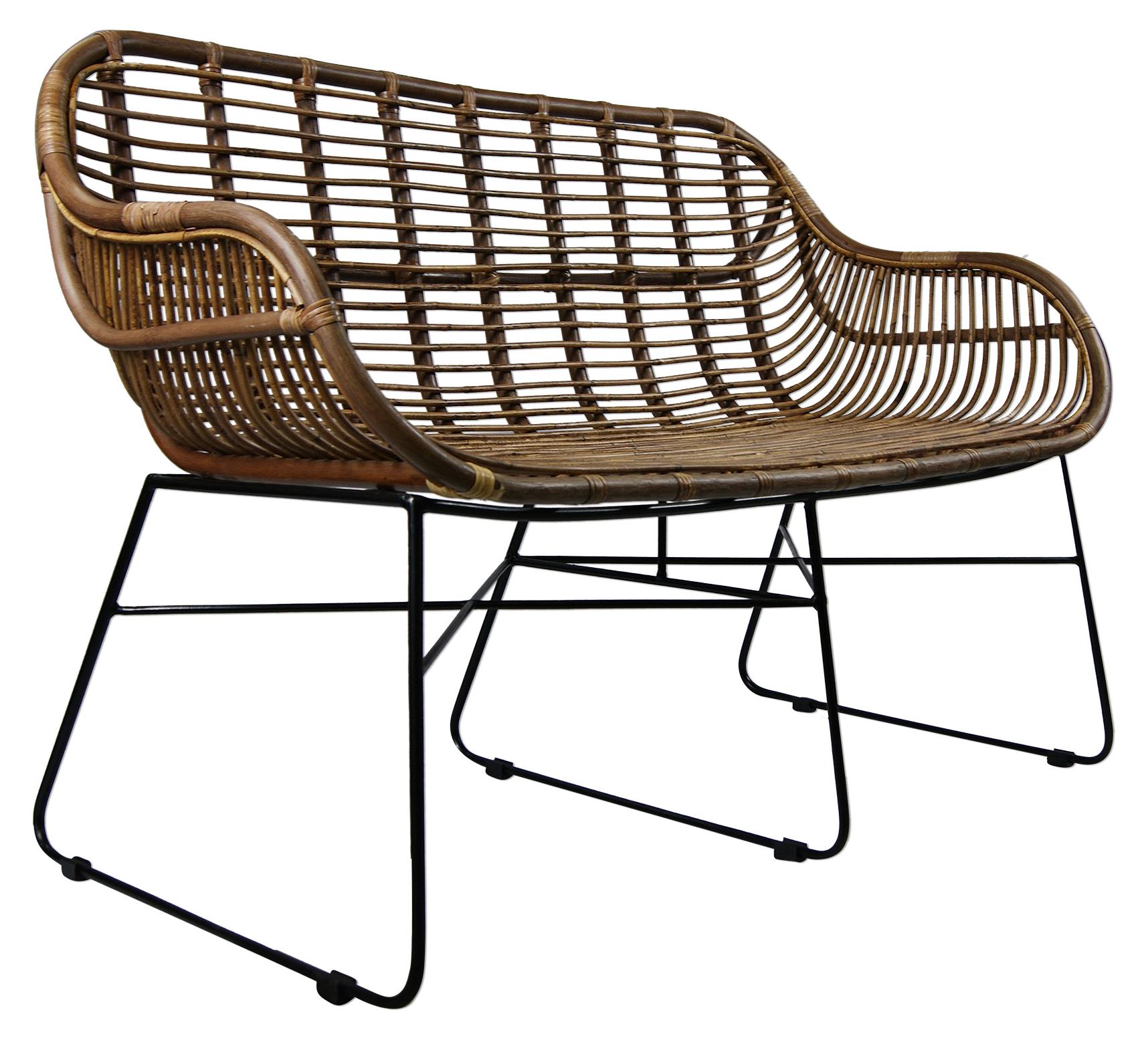 Lycce Rattansofa VENUS Korb-Sofa - braun - Retro 50er Lounge Loft Esszimmer Garten Küche Bistro Balkon Terrasse mit Armlehne, Farbe:braun