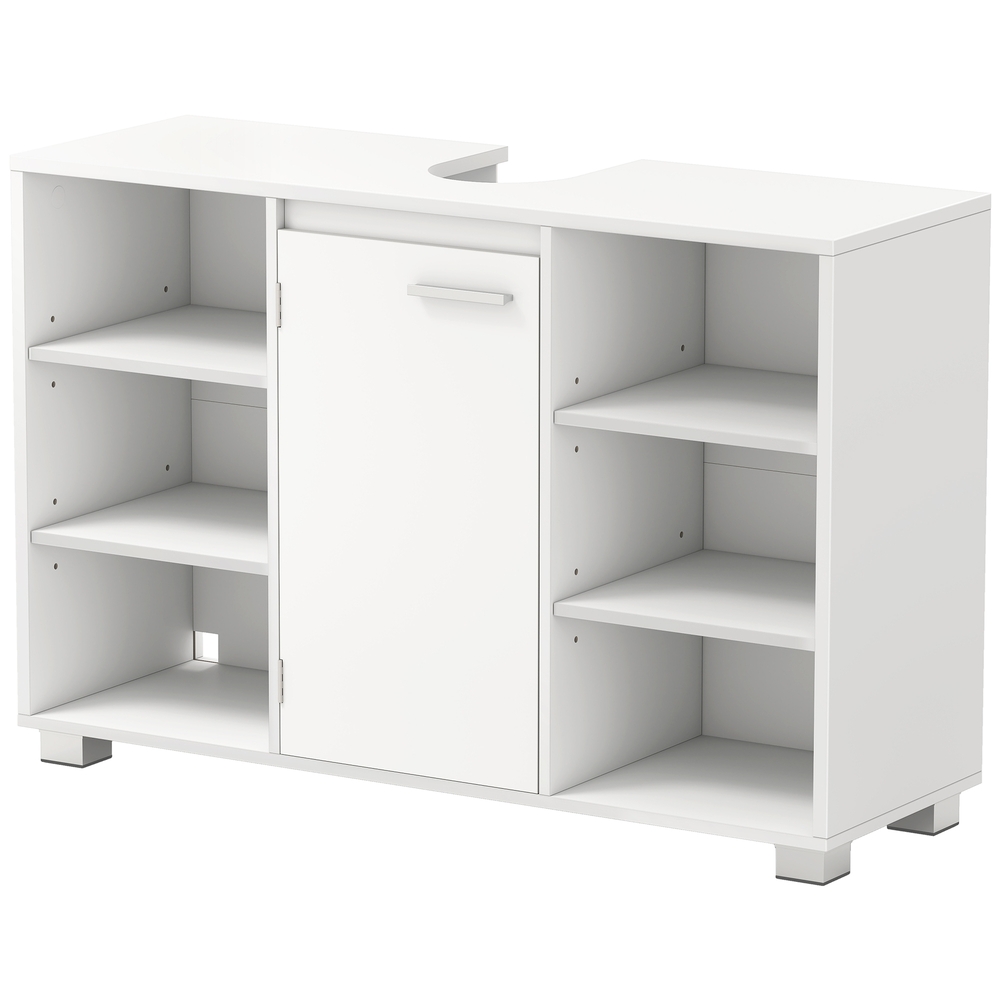 VASAGLE Badezimmerschrank, Waschbeckenunterschrank, mit verstellbaren Ablagen und Füßen BBKB35507W01