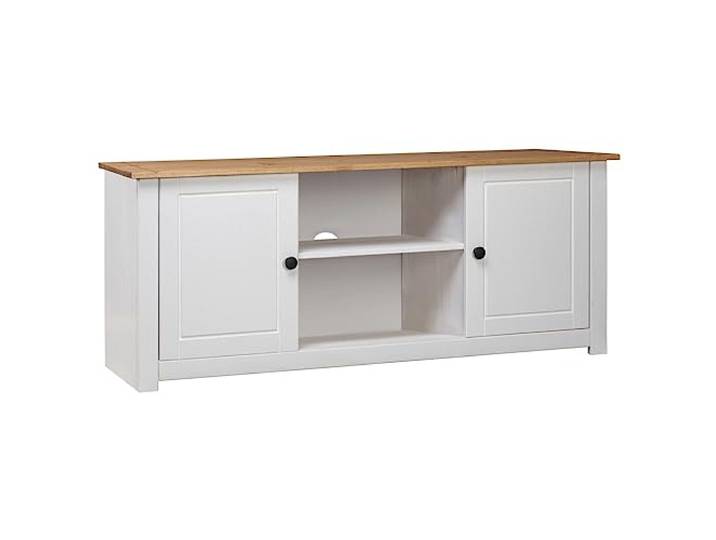 vidaXL Massivholz Panama-Kiefer TV Schrank Lowboard TV Möbel Board Fernsehtisch Fernsehschrank HiFi-Schrank Sideboard Weiß 120x40x50cm