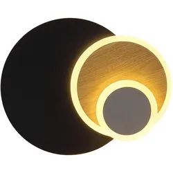 Wandleuchte Wandlampe Flurleuchte schwarz matt Holzoptik LED L 30 cm