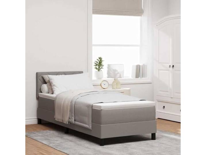 RJPLMFV Stoffbett, Taupe, 80 x 200 cm, mit Kopfteil Matratze aus Schaumstoff und Taschenfedern, verstellbarer Kopf, 2 Ebenen, Holz aus Technik und massivem Kiefernholz