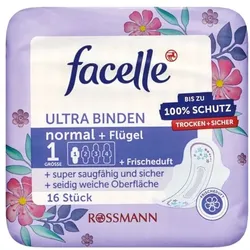 facelle 16er-Pack Monatsbinden »Ultra Binden normal + Flügel + Frischeduft«