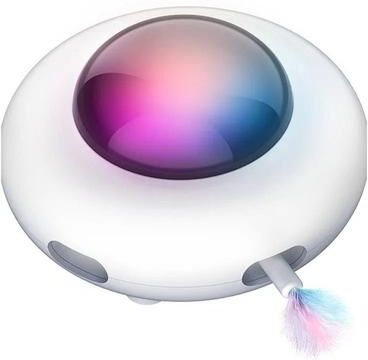 Uplift Picks Smart Interactive UFO Cat Teaser Toy USB Rechargeable Automatic Feather Turntable Smart Interactive UFO Cat Teaser Toy USB Rechargeable Automatic Feather Turntable
