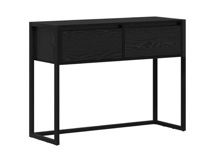 Favemtsl Beistelltisch Schwarz Eichen-Optik 100x36x75 cm mit Schublade Rustikaler Konsolentisch für Wohnzimmer und Flur. Stabil dank Stahlbeinen und praktischem Stauraum im Industrie-Design.