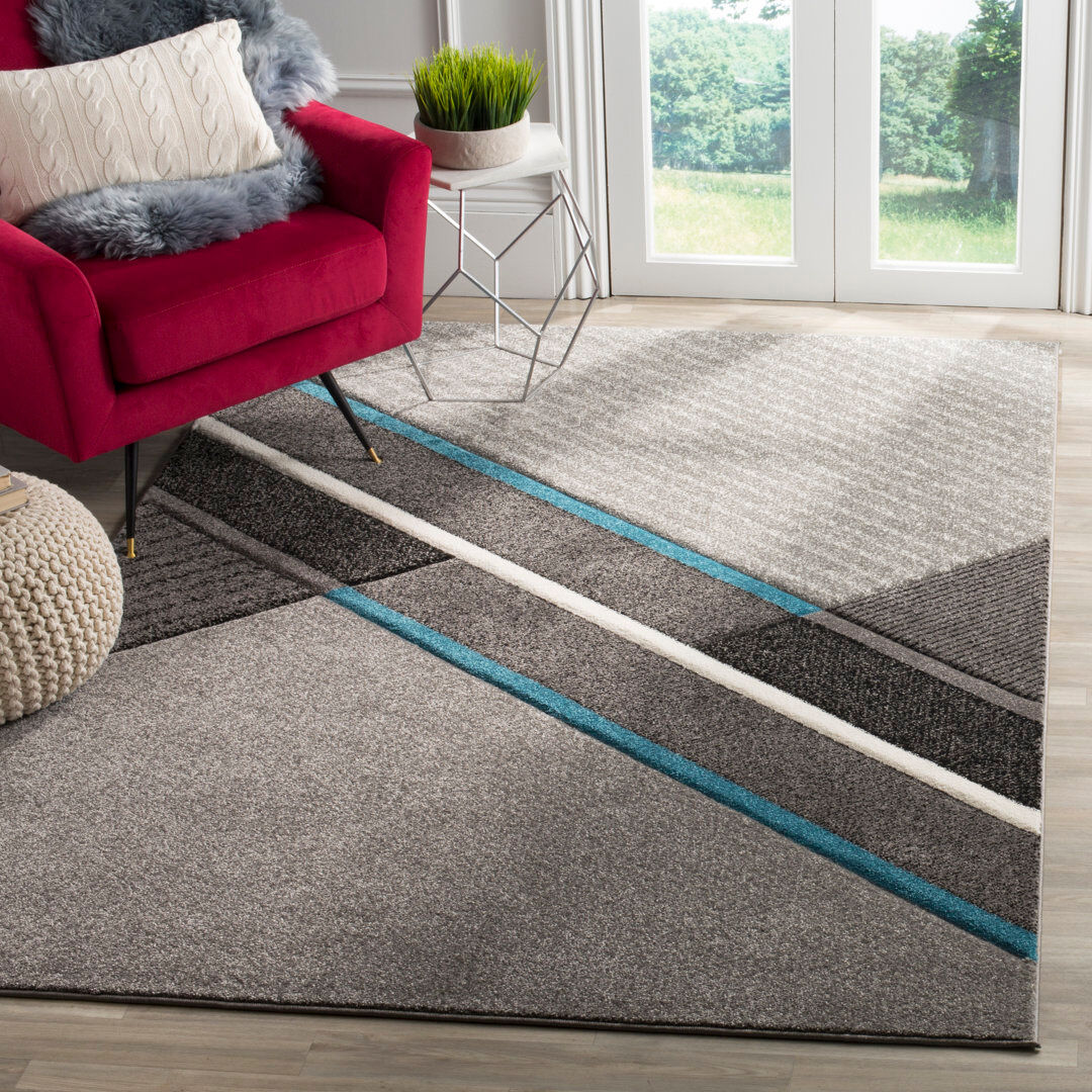Metro Parkes Rectangle Abstract Area Rug Grey/Teal Rectangle 122 x 183 cm