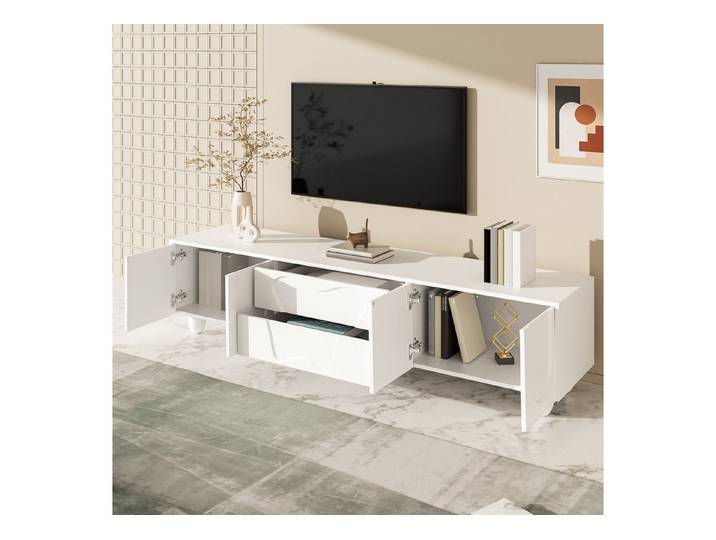 HAUSS SPOLE TV-Schrank 180 cm mit Holzbeinen – Ein minimalistischer TV-Schrank weiße