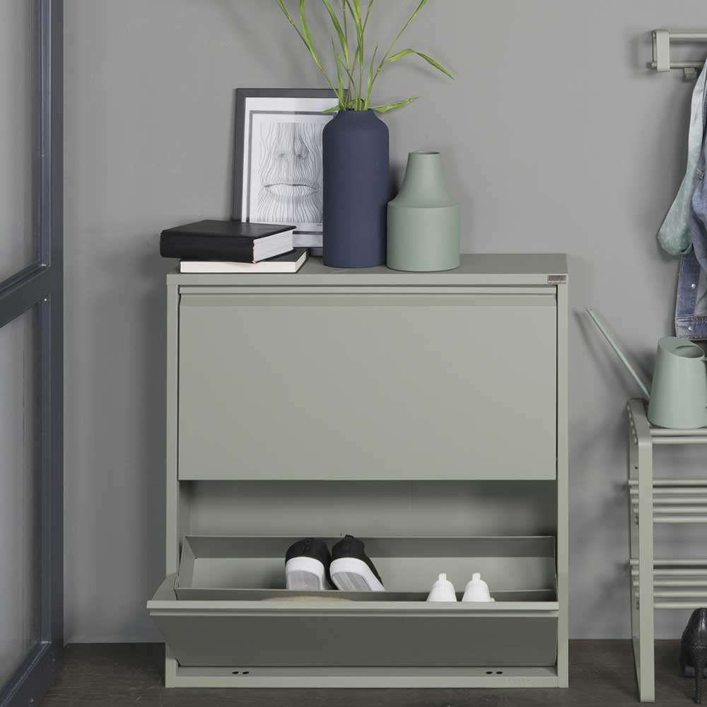 Pharao24.de Schuhklappenschrank in Graugrün Stahl