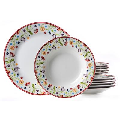 Tafelservice RITZENHOFF & BREKER "Doppio Shanti, Teller Set, Geschirr-Set", bunt (weiß, bunt), 12 Stk., Porzellan, Geschirr-Sets, Tafelservice, 12 Teile, für 6 Personen