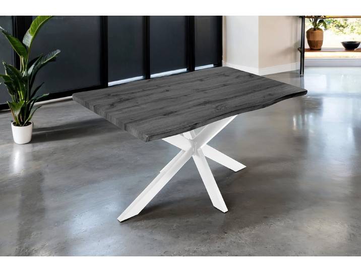 SAM® Esstisch TorbenS, verschiedene Holz-Optiken, Spider-Metallgestell, Baumkante