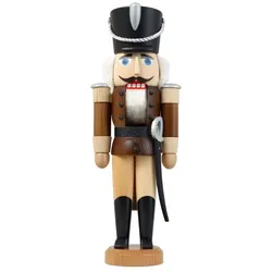Seiffener Volkskunst Nussknacker Husar braun Größe 28 cm