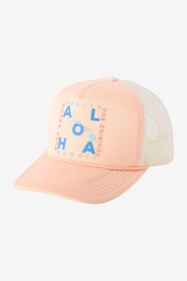 O'Neill s Rivi Hawaii Trucker Hat in Peach Light, Polyester