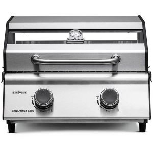 Grillfürst Gasgrill G201E, silber, 2 Brenner, Edelstahl, mit Thermometer, 4,4 KW