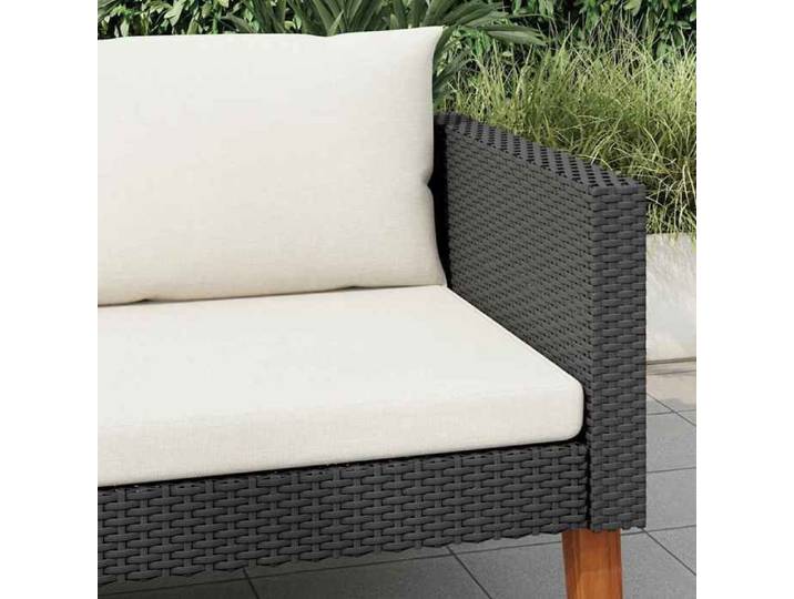 Canapé simple de jardin - moderne - MEUBLE JARDIN - avec coussins Résine tressée Noir CC26