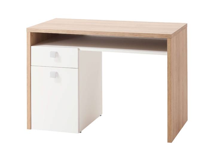 Schreibtisch Gianni eiche, weiss Holz B 110 T 60 cm - Material: Holzwerkstoff - Schreibtisch