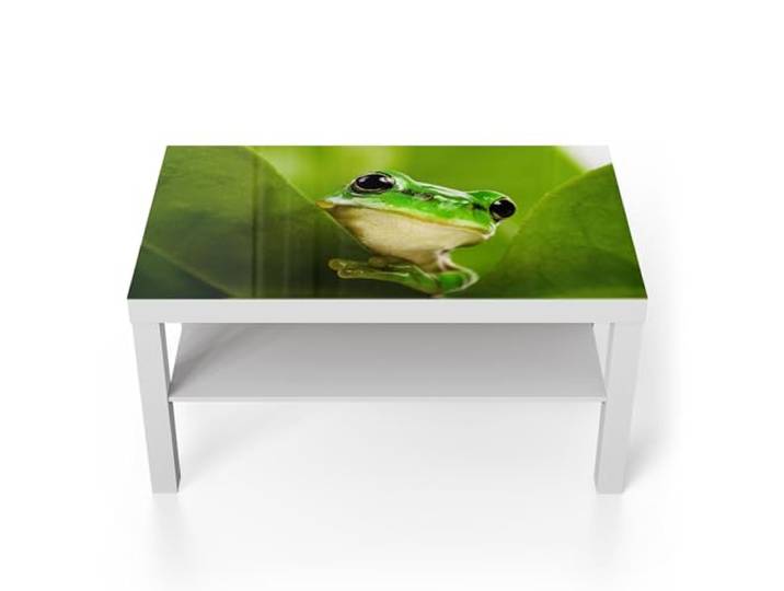 DEQORI Glastisch weiß groß 90x50 cm Motiv Grüner Lauschposten ausgefallener Beistelltisch aus Glas Hochglanz Couchtisch fürs Wohnzimmer moderner Couch Tisch mit Design