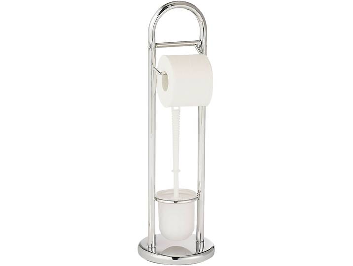 WC-Garnitur WENKO Siena , silber (glänzend), H:63cm L:19cm, Edelstahl, Reinigungsbürsten, WC-Garnitur, Stand WC-Garnitur, Toilettenpapierhalter, Rollenhalter & WC-Bürste