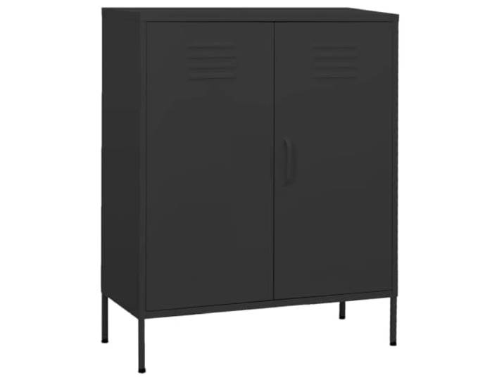 KDVXBCQJH Beistellschrank Stahl Lagerschrank Anthrazit 80x35x101,5 cm Robustes Kommoden-Design aus Metall mit 2 verstellbaren Böden für Wohnzimmer, Büro und Flur mit verstellbaren Füßen.