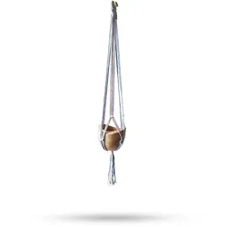 Macrame Pot Holder Classic - Pastal Tones Bathroom Med Pot