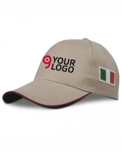 Cappellino Five Panel CON bandiera italiana Personalizzate o neutre