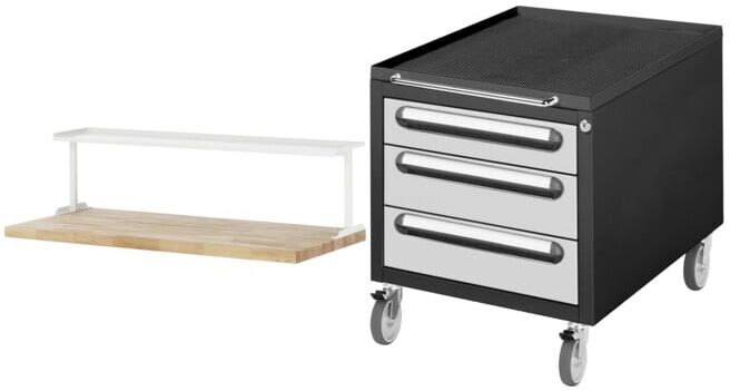 Set STIER Ablage zur Werkbankmontage BxTxH 1000x300x375mm + Rollcontainer...