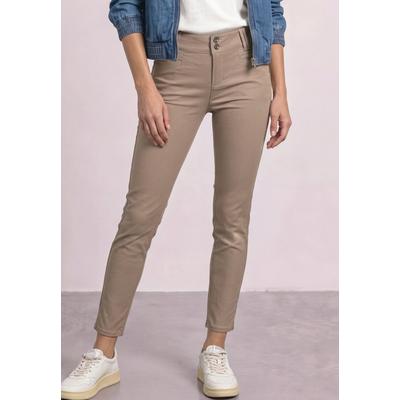 Röhrenhose STREET ONE, Damen, Gr. 32, Länge 30, sanded amber, Stoff, 79% Viskose, 18% Nylon, 3% Elasthan, unifarben, slim fit lang, Hosen, in Fake-Leder-Optik