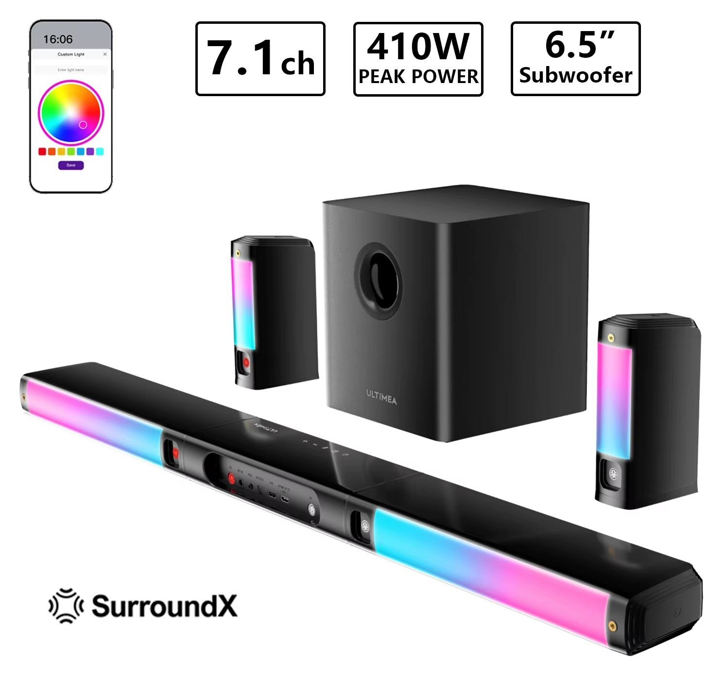 Soundbar - Apollo S70 Ultra - 9.1-Kanal Dolby Atmos - 470 W - 10 Treiber - HDMI - Subwoofer und Surround-Lautsprecher - RGB-Beleuchtung
