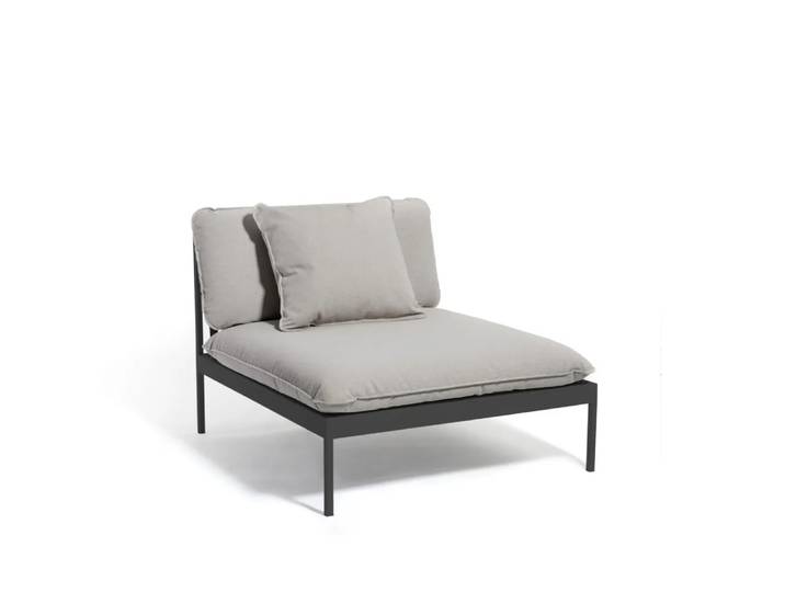 Skargaarden Bönan Modulsofa Sunbrella Sling light grey, 1-Sitzer, dunkelgrauer Aluminiumrahmen