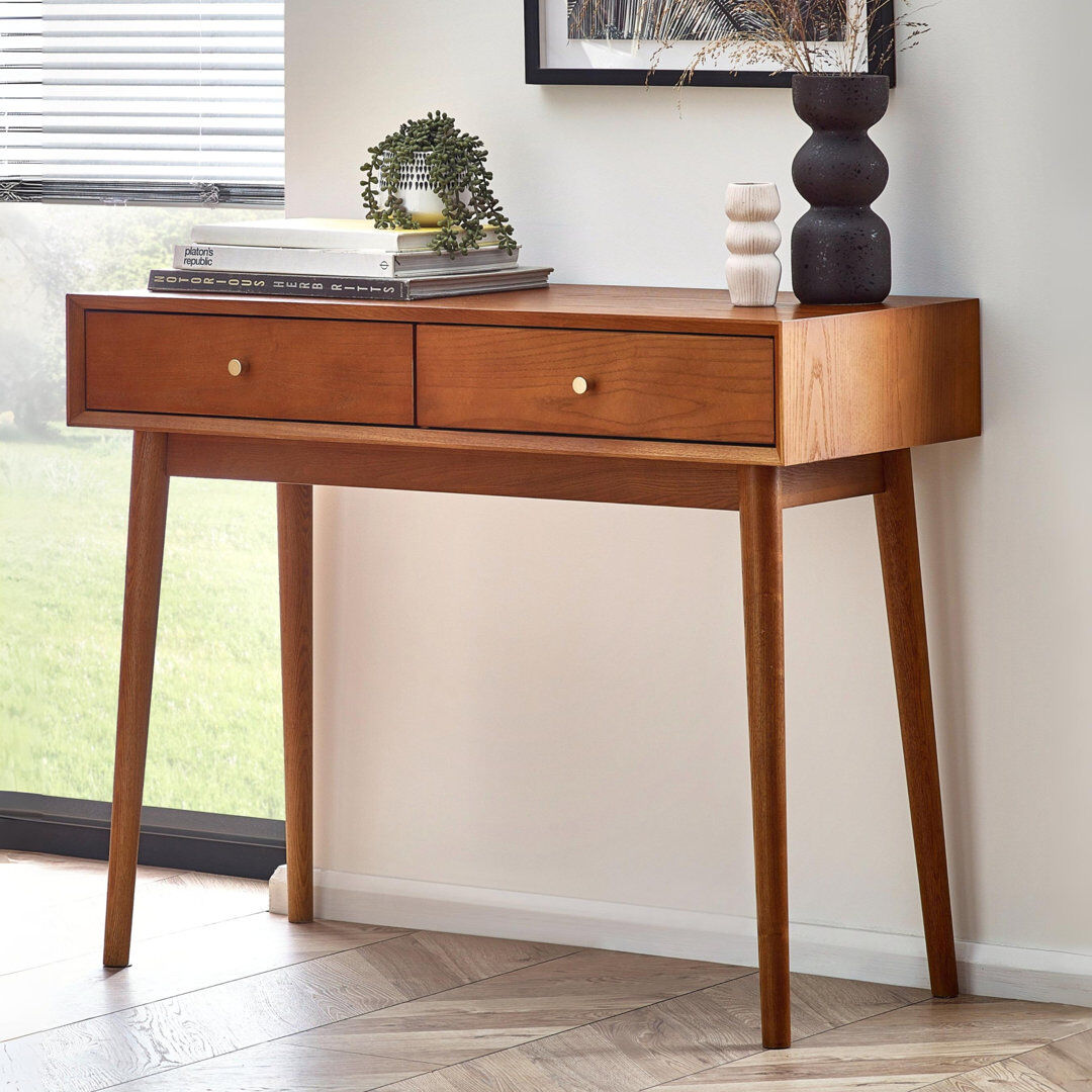 George Oliver Tibbie 100Cm W Rectangular Writing Desk Brown 80cm H X 100cm W X 45cm D