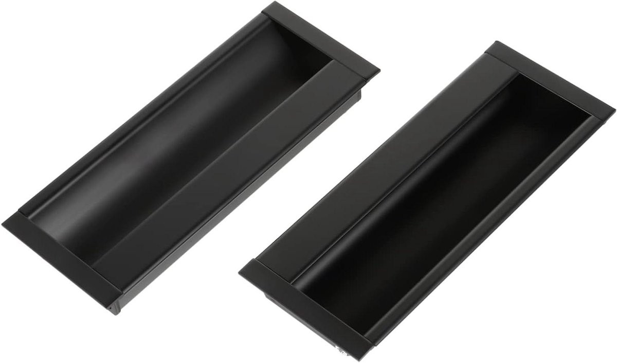 Zwarte keukenkast handgrepen voor lades en meubels, inbouw model, 12 cm