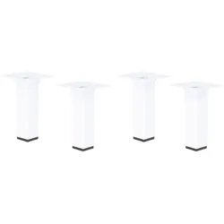 MS Beschläge 4er Set Stahl 100mm Möbelfüße Möbelstempel Möbelbeine Weiß 25x25mm Möbelzubehör