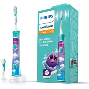 Philips Elektrische-Zahnbürste Sonicare, HX6322/04, For Kids, 2 Putzmodi, mit 10 Stickern und 2 Aufsteckbürsten