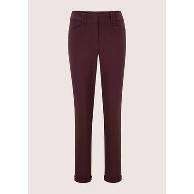 Stoffhose MADELEINE "Hose Schmale, konische Hose mit Aufschlag", Damen, Gr. 44, portwein, melange, Hosen Stoffhose
