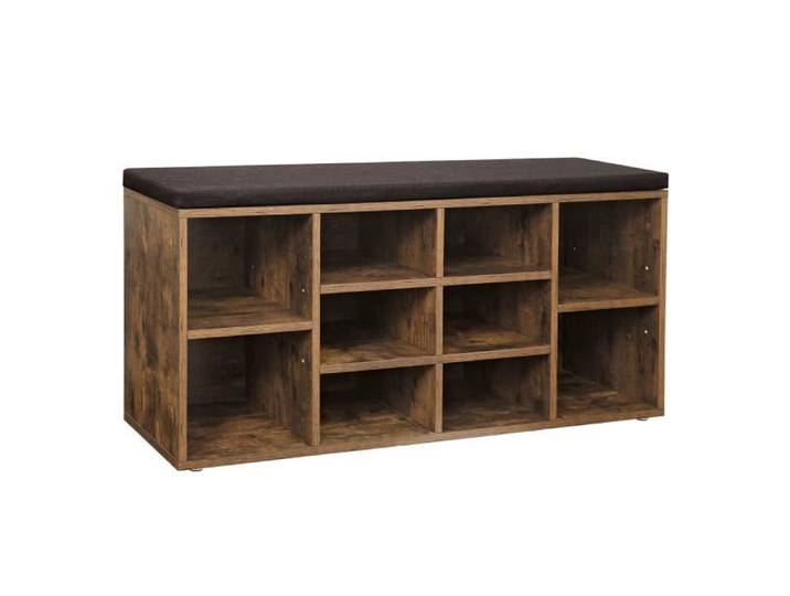 Banc à Chaussures - VASAGLE - Meuble à Chaussures - 10 compartiments - Marron rustique