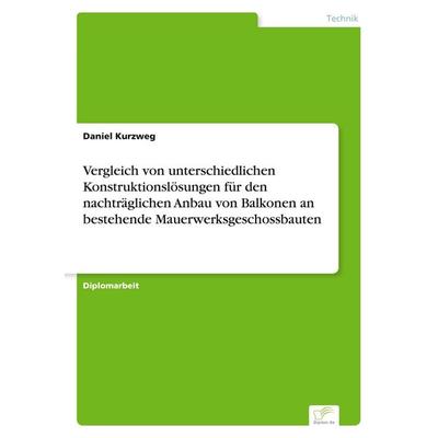Vergleich von unterschiedlichen Konstruktionslösungen für den nachträglichen Anbau von Balkonen an bestehende Mauerwerksgeschossbauten, Taschenbuch