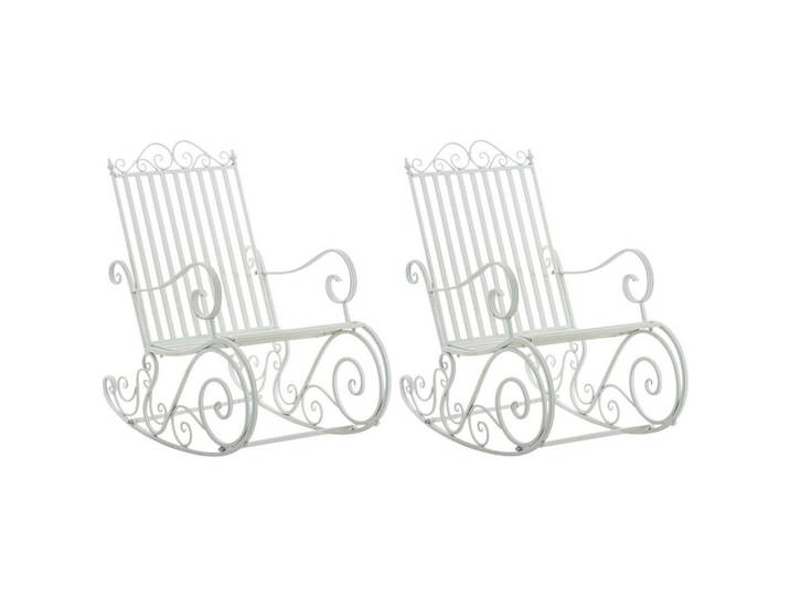 CLP Gartenschaukelstuhl 2er Set Metall Weiß, 56x94x90 cm, Gartenmöbel, Gartenliegen, Liegestühle