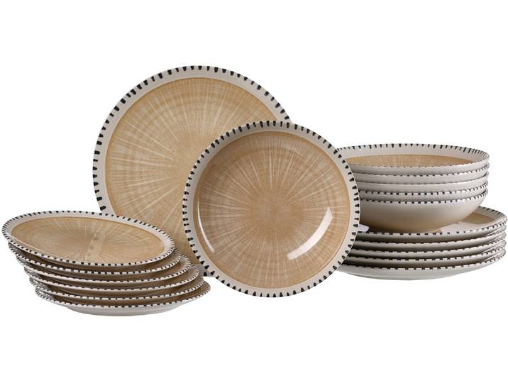 Tafelservice RITZENHOFF & BREKER Natura , beige (creme), 18, Steinzeug, Geschirr-Sets, Tafelservice