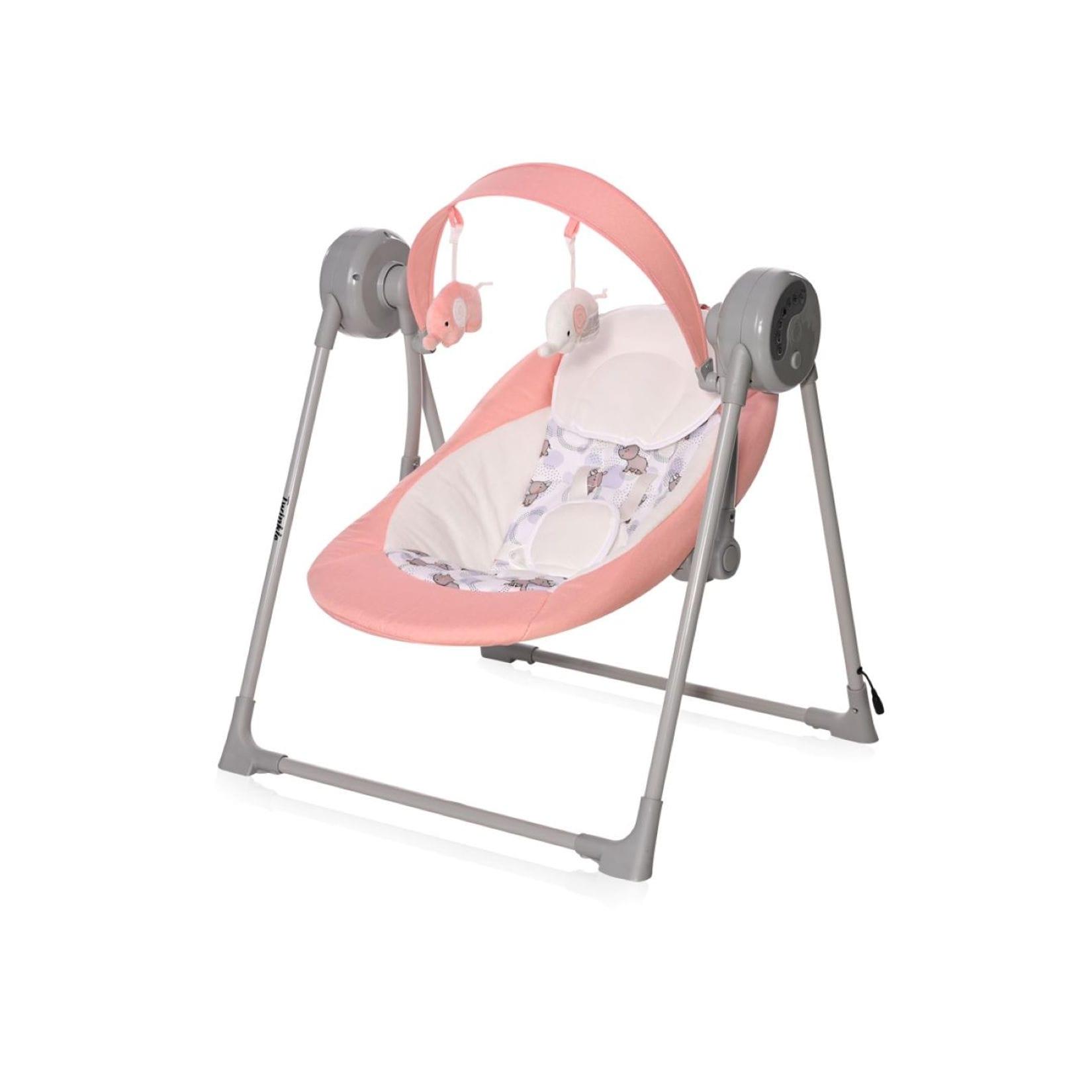 Lorelli Babywippe Twinkle klappbar Musik Schwingfunktion, Timer Fernbedienung rosa