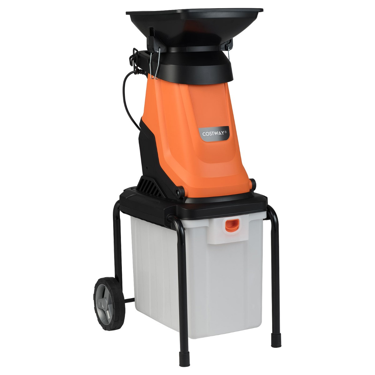 Costway Elektrische Hakselaar 3000 W Tuinversnipperaar met 50 Liter Opvangbak - Oranje